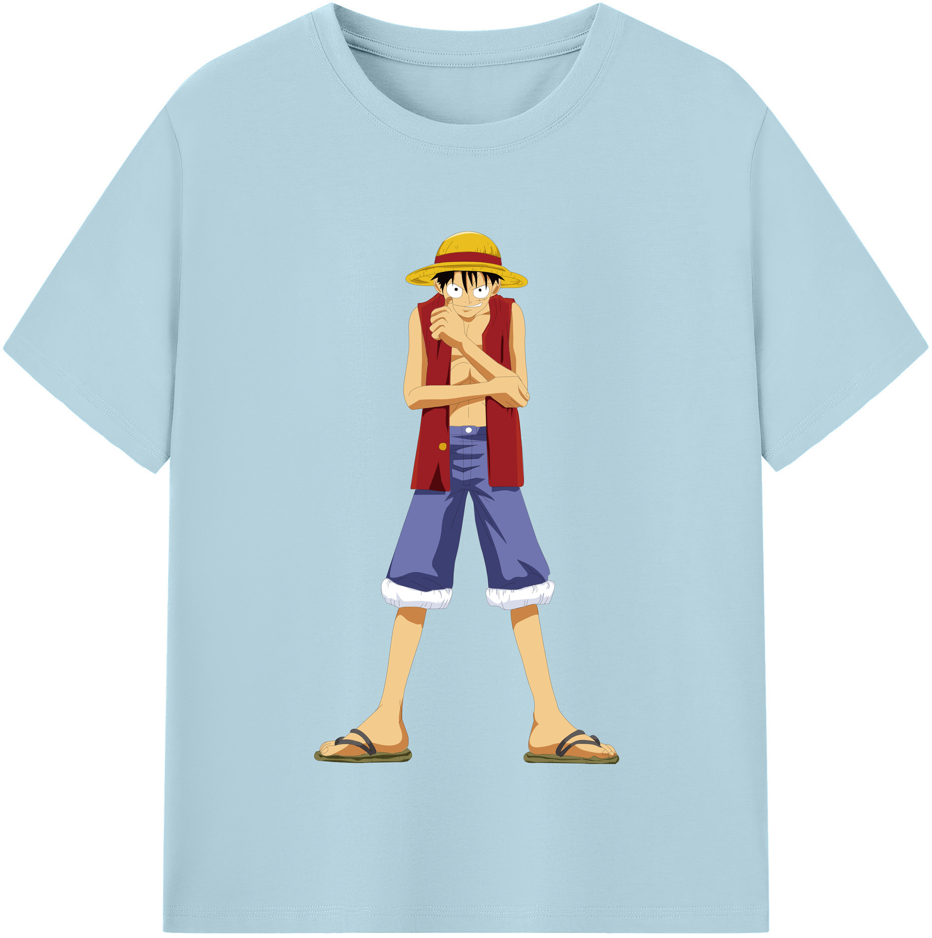ワンピース モンキー・D・ルフィ ONE PIECE Monkey D. Luffy 綿100％半袖Tシャツ（フロントプリント）